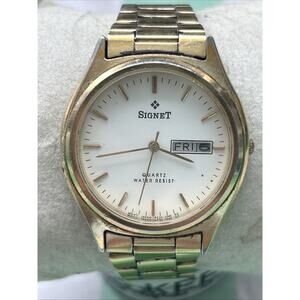 Signet Gold Tone White Dial Men’s Quartz Watch